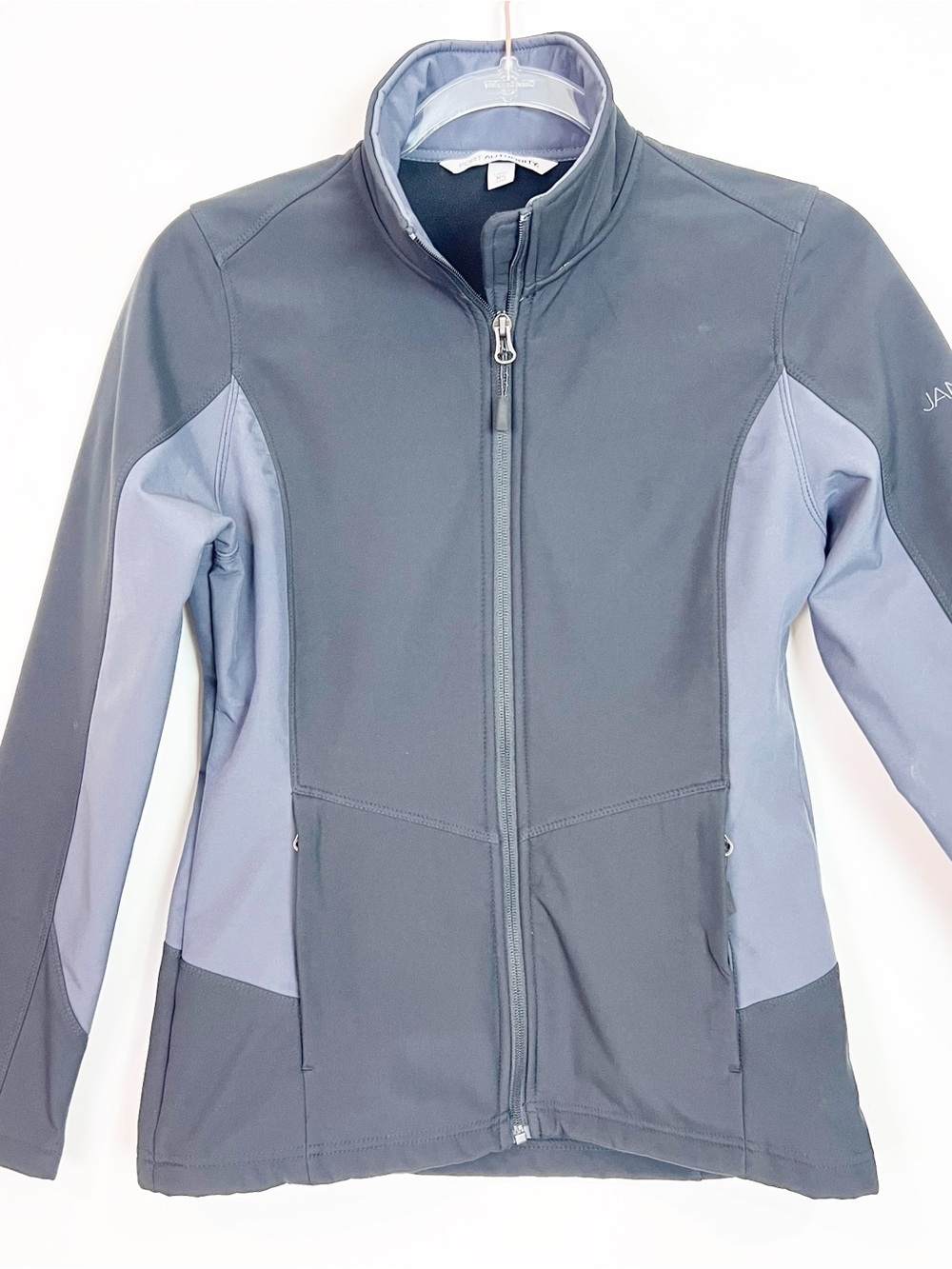 PORT AUTHORITY CORE COLORBLOCK SOFT SHELL BLACK GRAY ZIP FRONT JACKET WOMENS XS